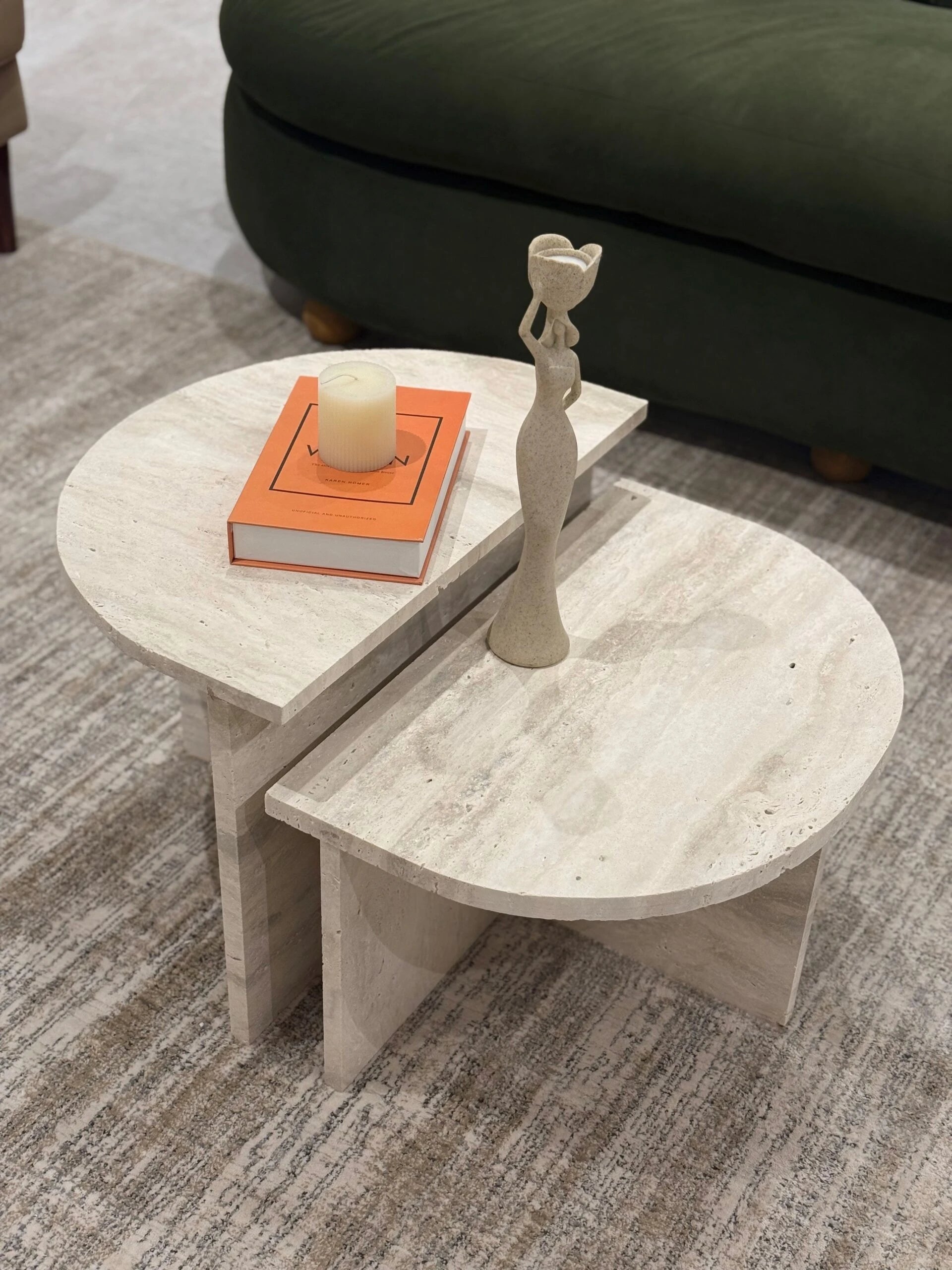 LIGNA – Contemporary Design Travertine Coffee Table Set
