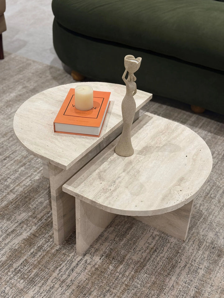 LIGNA – Contemporary Design Travertine Coffee Table Set
