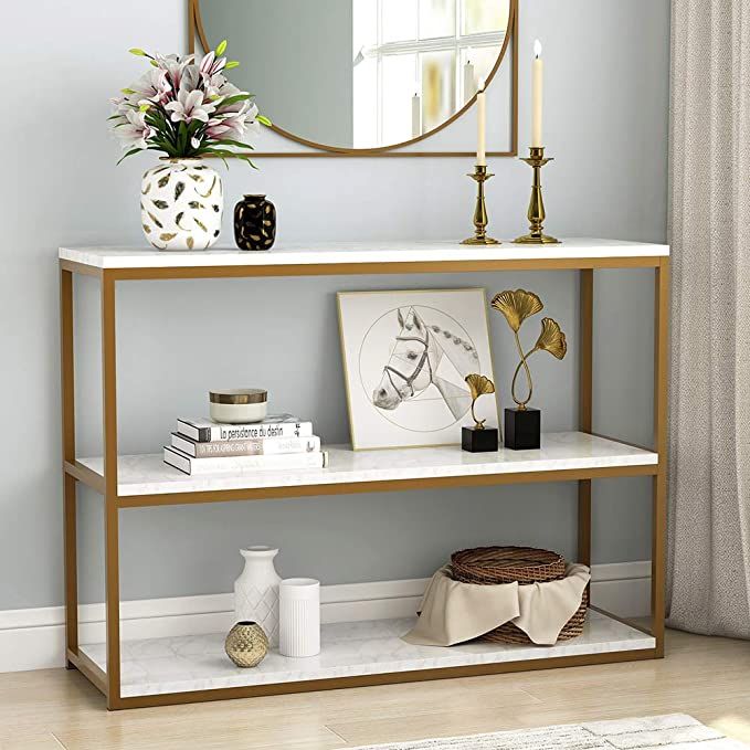 Slim Rectangular 3-Shelf Foyer Accent Console