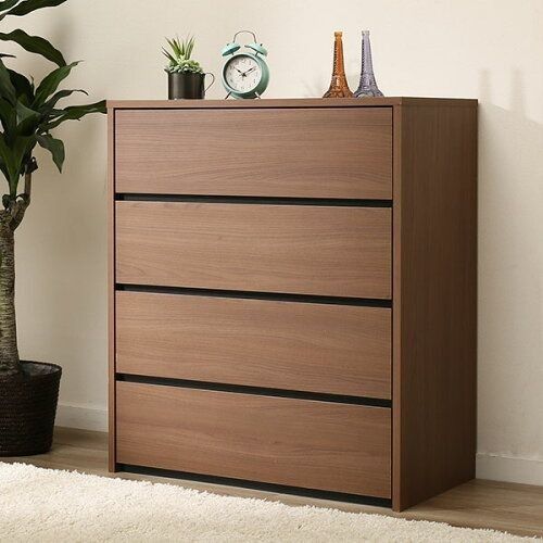 Warm Walnut 4-Drawer Vertical Storage Dresser Chest