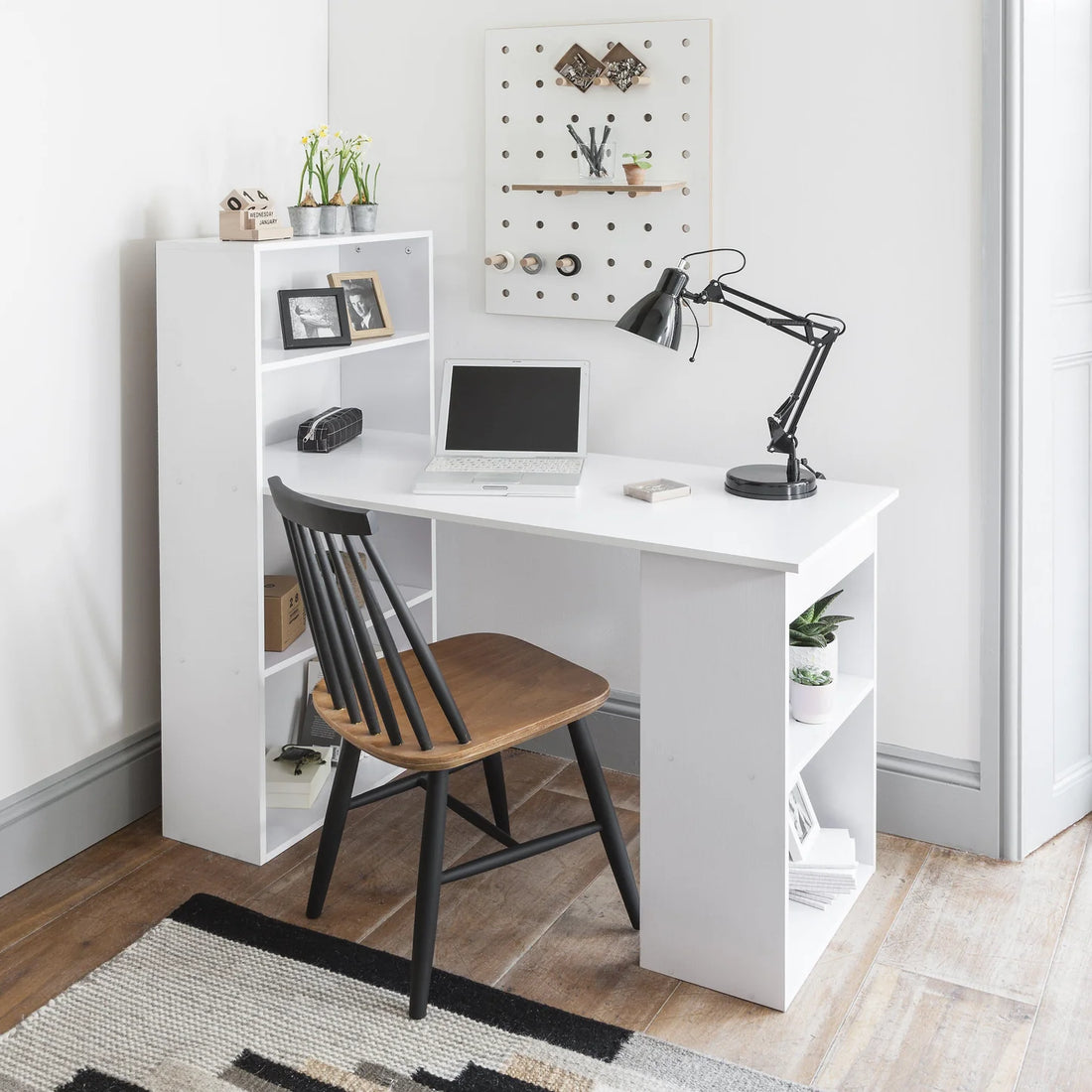 Desk with Shelves - White