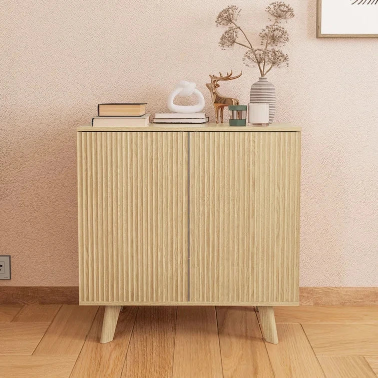 RHETORICA – Oak Brown Fluted Door Storage Cabinet