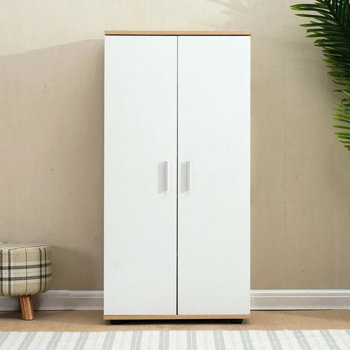 DECINUM – Oak & White Two Door Shoe Storage Cabinet