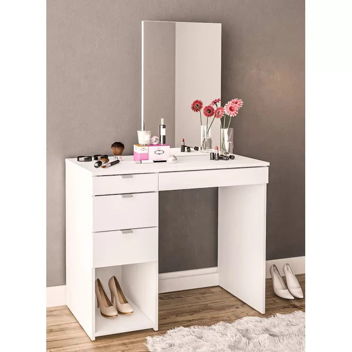 AURO – White Storage Vanity Table With Mirror