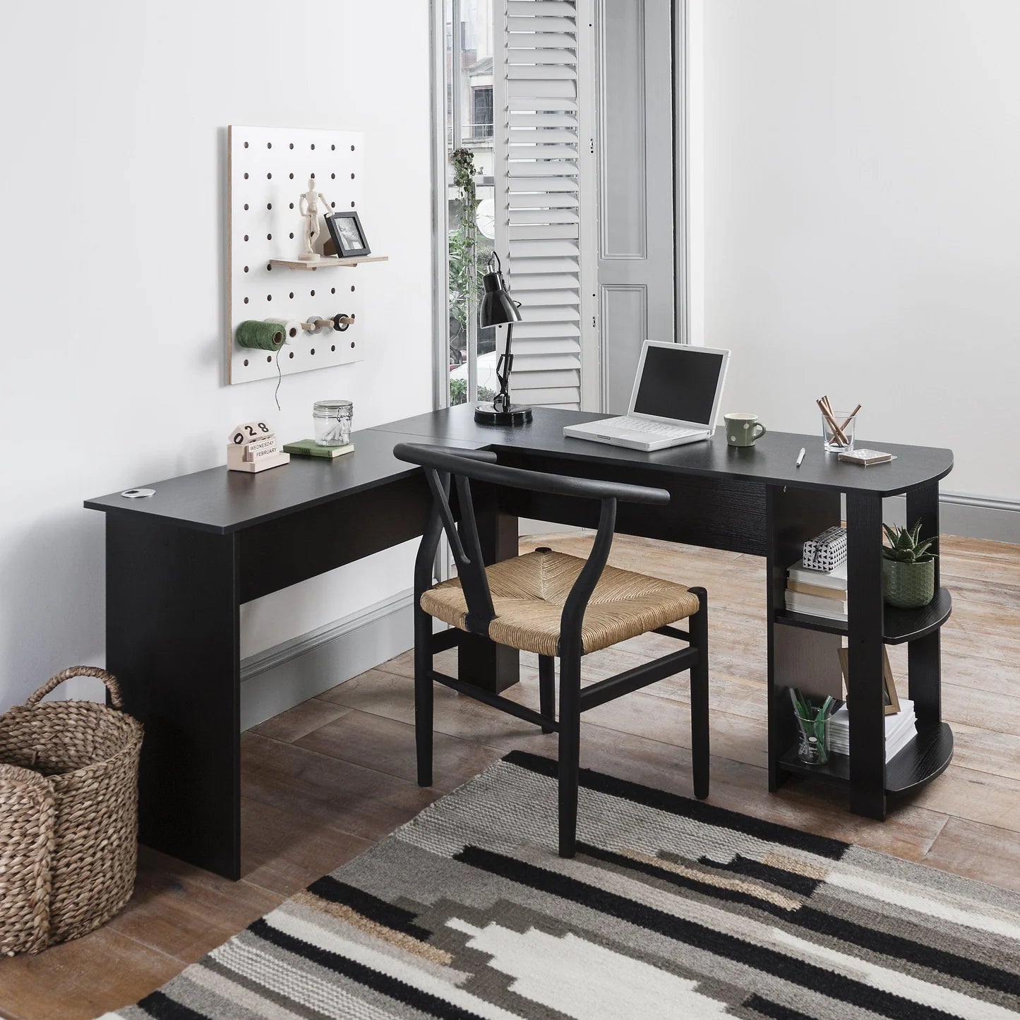 L Shaped Desk in Black