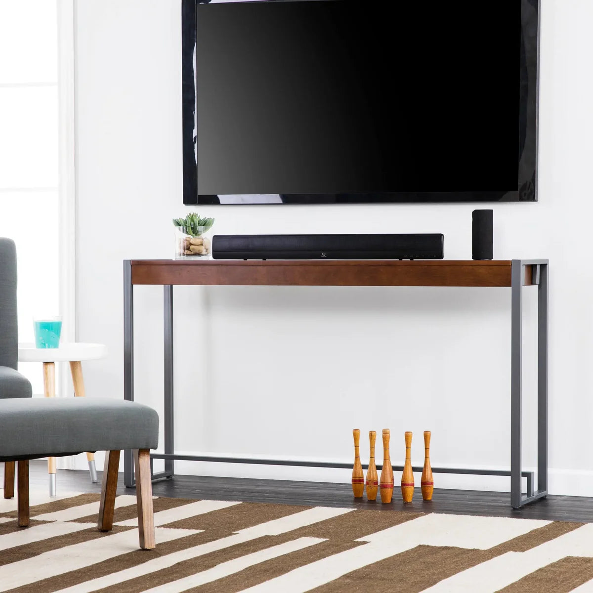 Modern Narrow Industrial Console Table