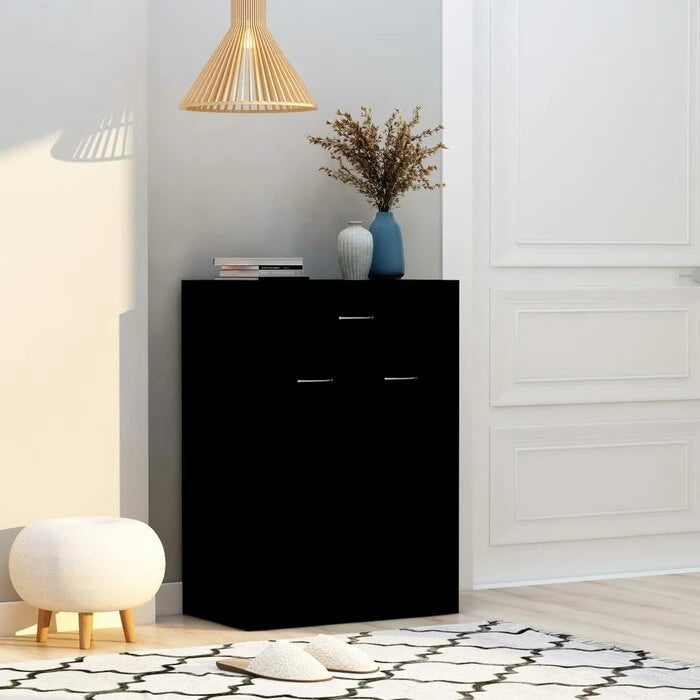 DAVEY – Two Door Shoe Rack Black with Storage Drawer