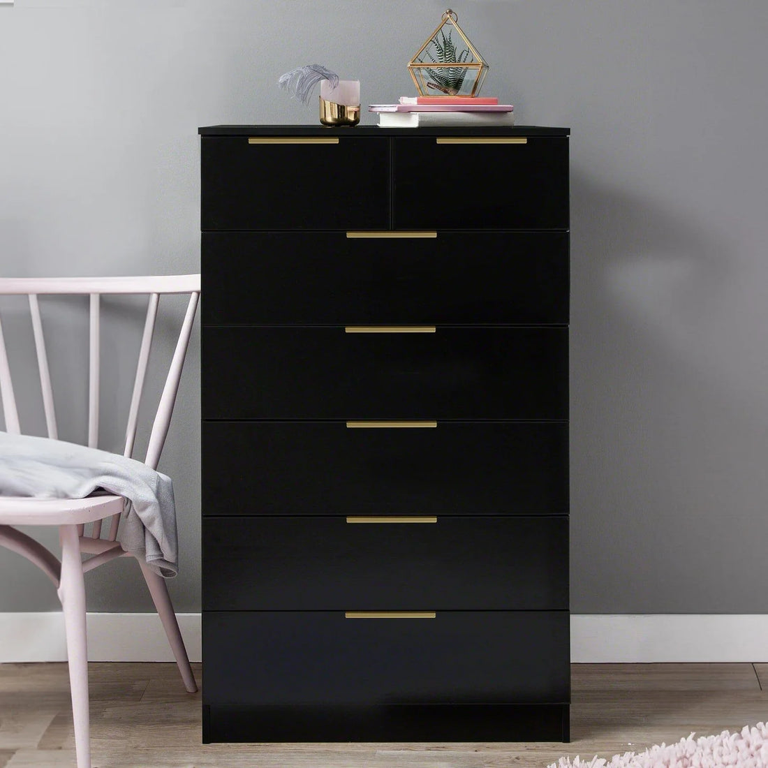 Tall 7 Drawer Chest of Drawers - Black