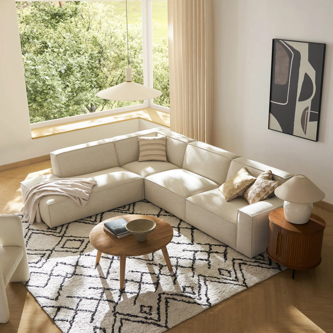 CREZIA – Contemporary Style L-Shape Sectional Sofa