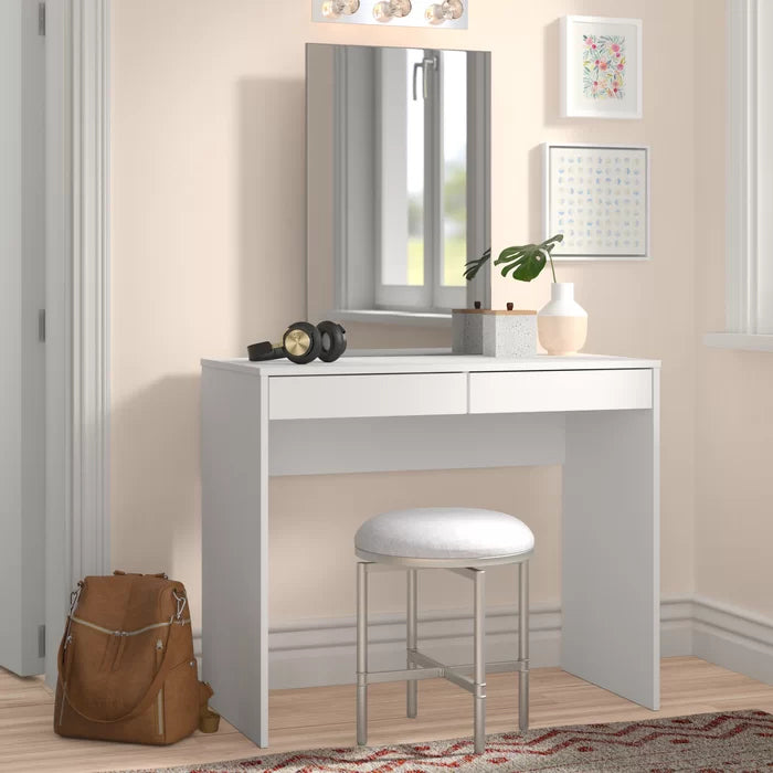 PENZEI – White Vanity Desk With Mirror