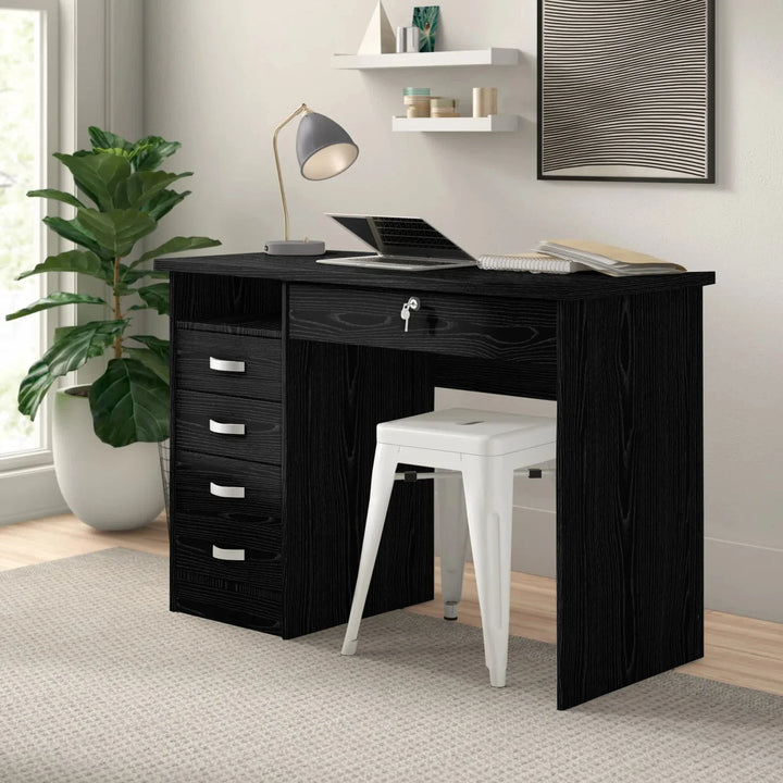Computer Black Work Table with five Drawers
