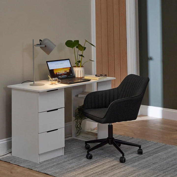 3 Drawer Desk - White