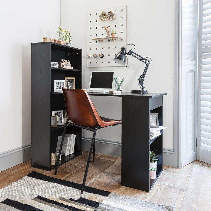 Desk with Shelves - Pitch Black