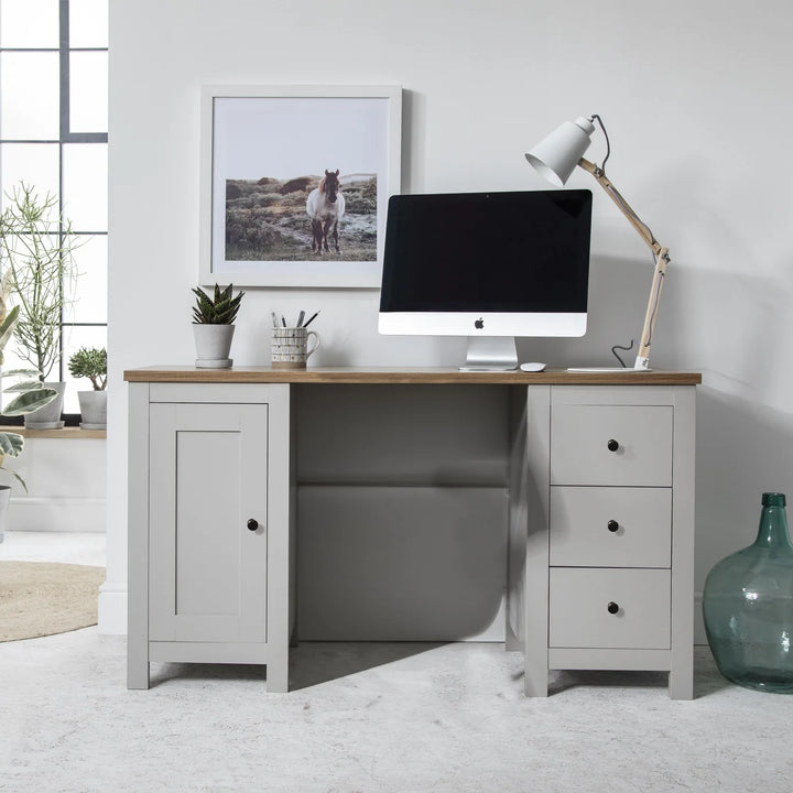 3 Drawer Desk - Stone Grey