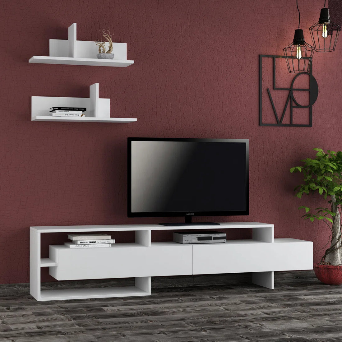 HOUNZ – Contemporary Style White TV Unit