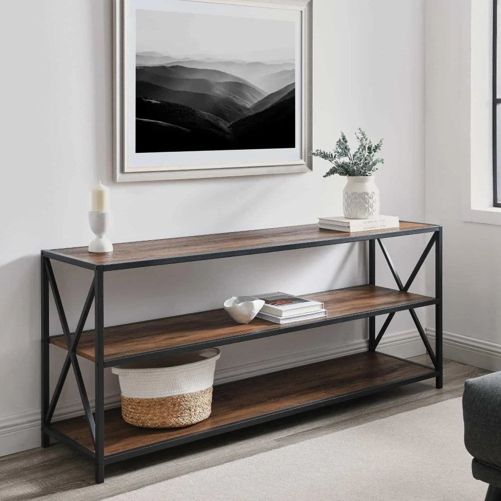 Middlebrook Designs Hattie 60-inch X-frame Bookshelf - Black Metal