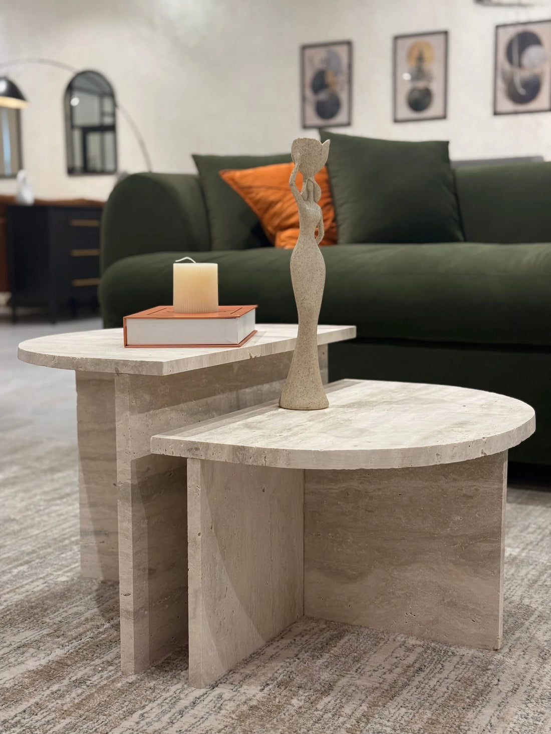 LIGNA – Contemporary Design Travertine Coffee Table Set