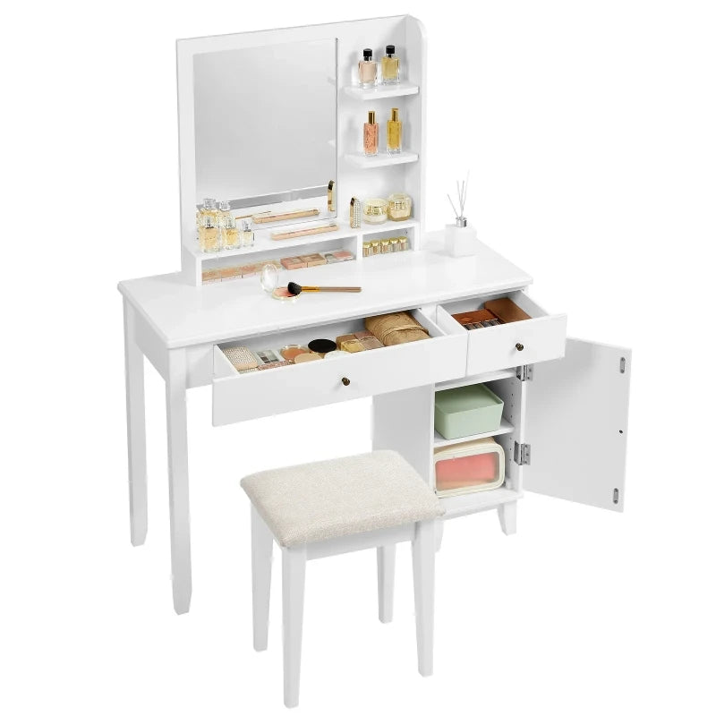 POLLY – Vanity Table With Mirror and Side Shelves