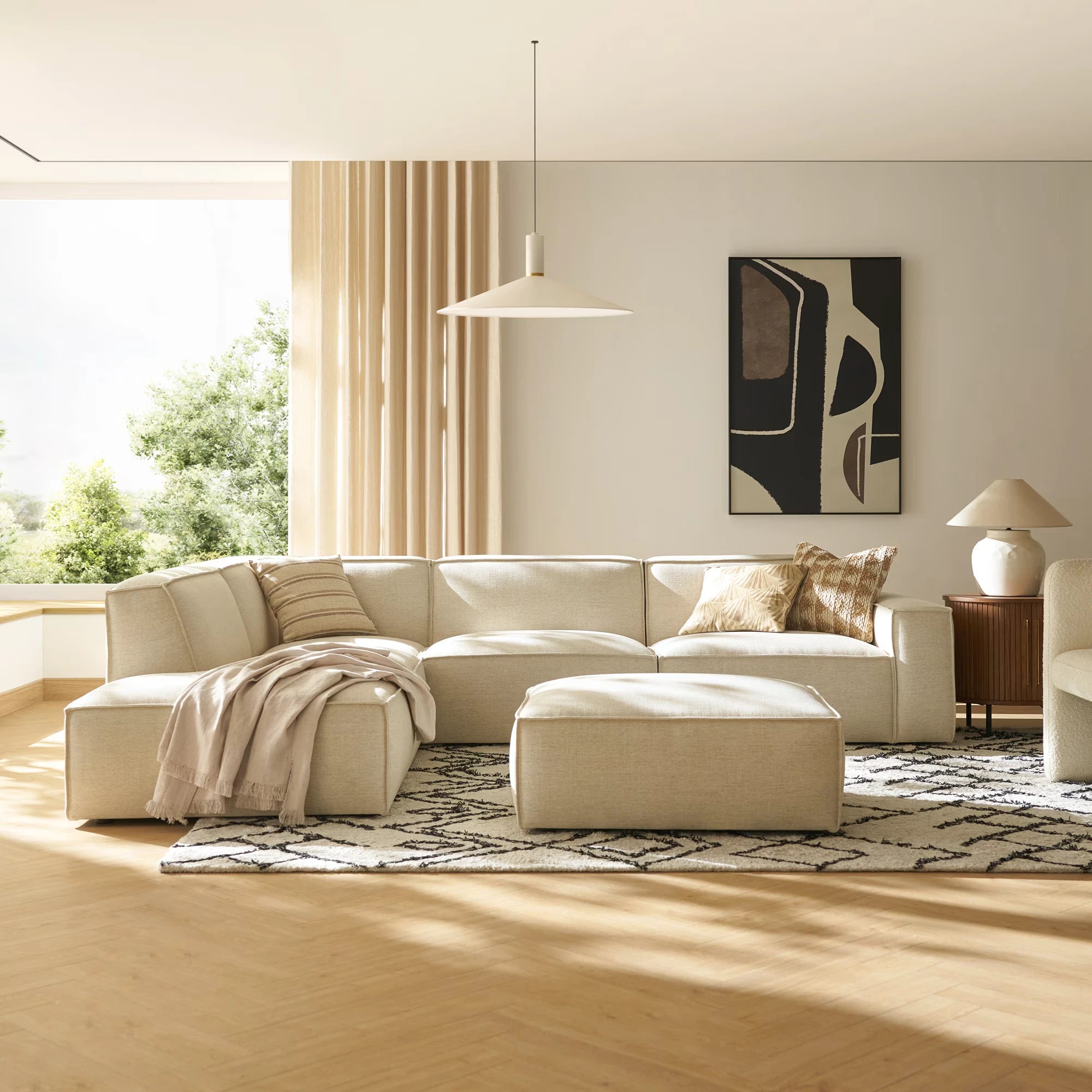 CREZIA – Contemporary Style L-Shape Sectional Sofa