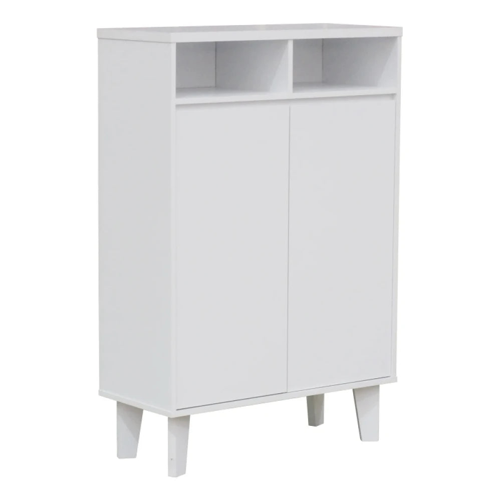 WEILER – White Shoe Storage Cabinet with Open Shelves