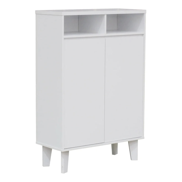 WEILER – White Shoe Storage Cabinet with Open Shelves