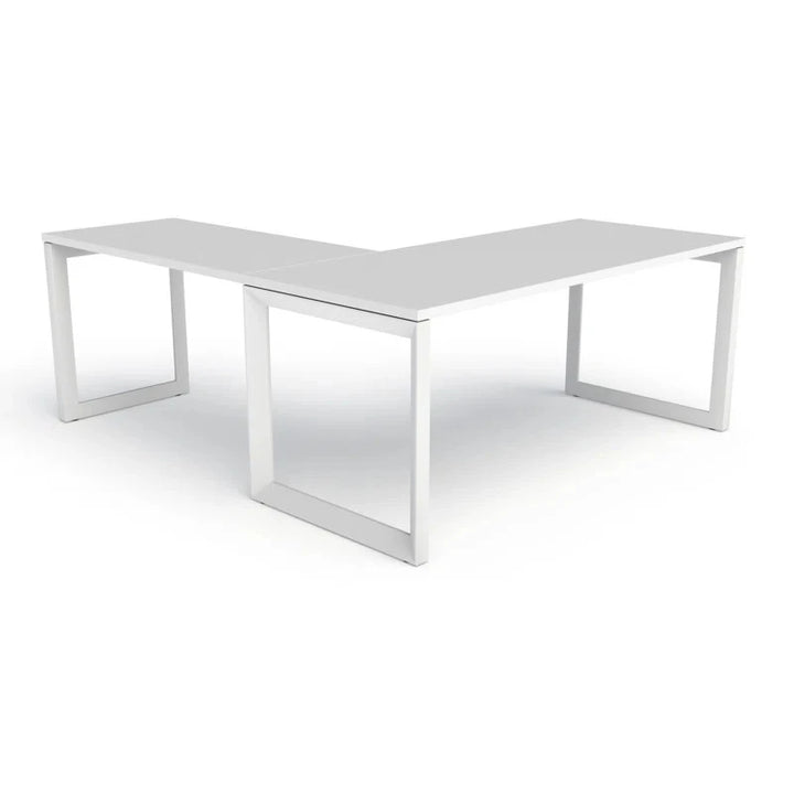 ALBUSPACE – Contemporary Style L Shape Work Desk with Metallic Frame