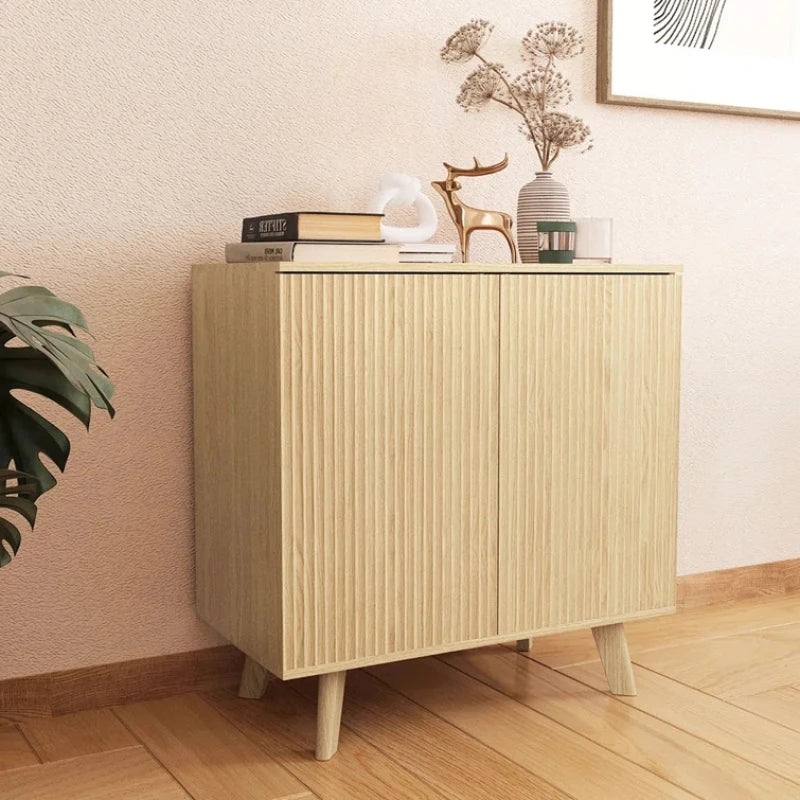 RHETORICA – Oak Brown Fluted Door Storage Cabinet