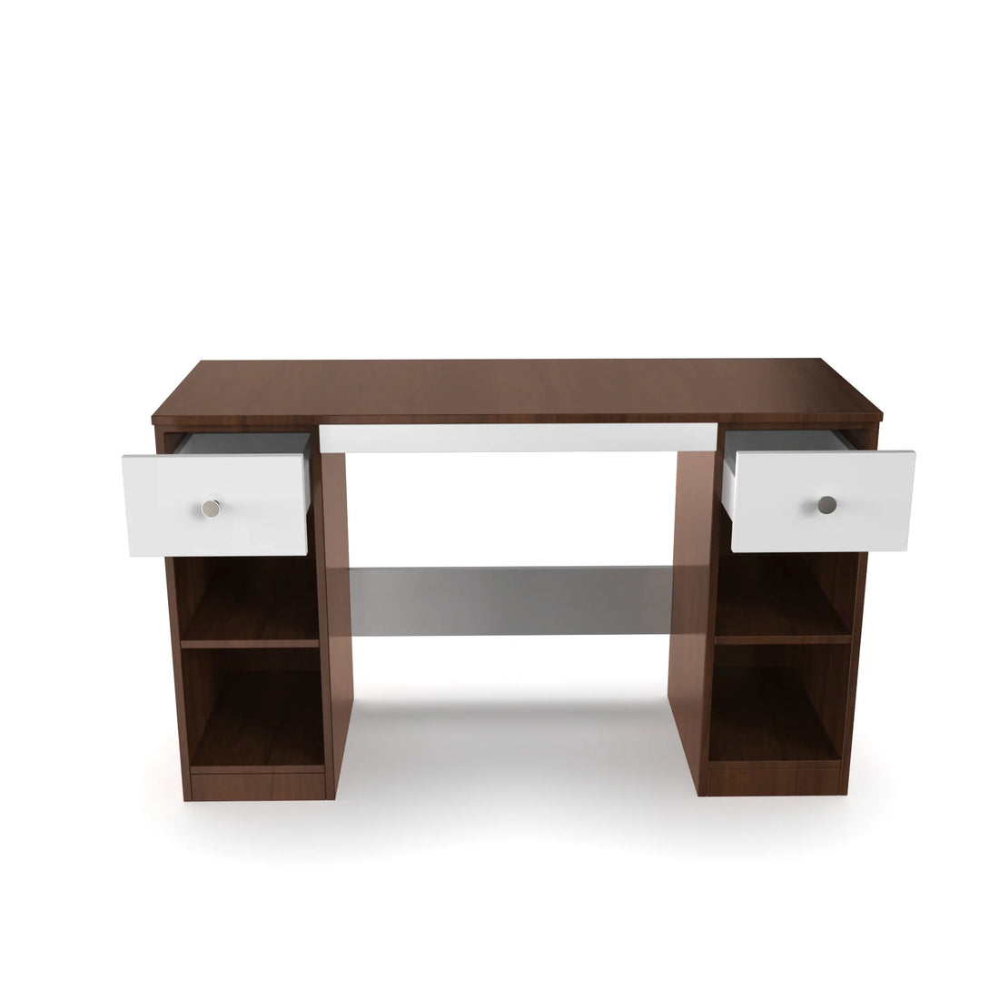 Fortuna Study Table - Brazilian Walnut and Frosty White