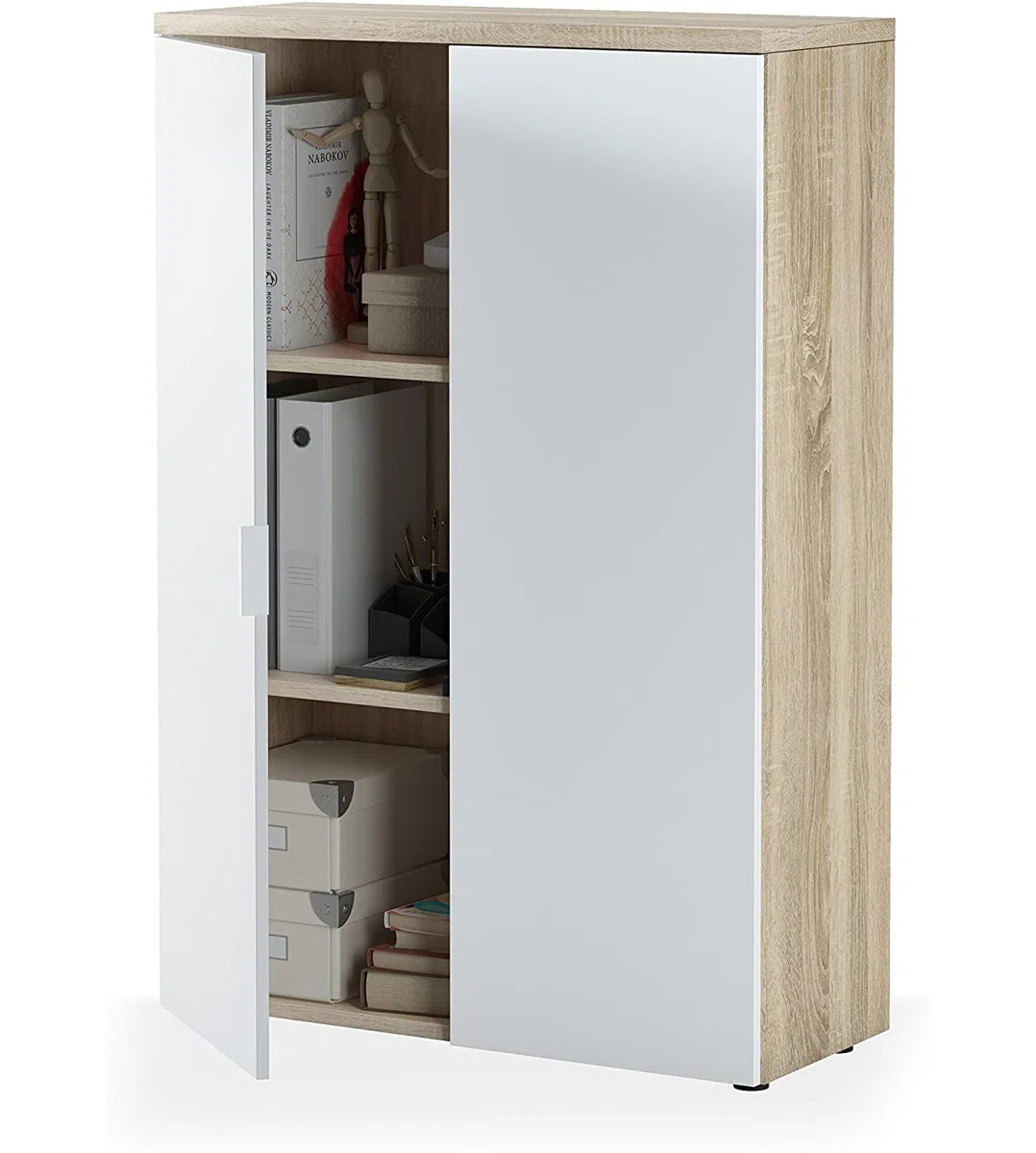 FLORID – White & Oak Compact Storage Cabinet