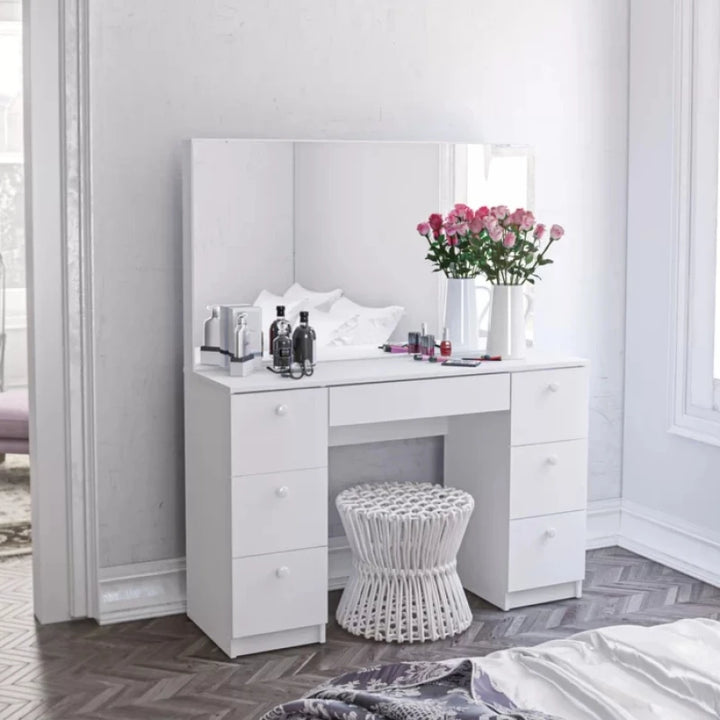 SHEELUS – White Dressing Table with Mirror