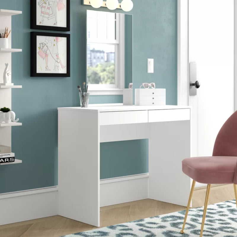 PENZEI – White Vanity Desk With Mirror