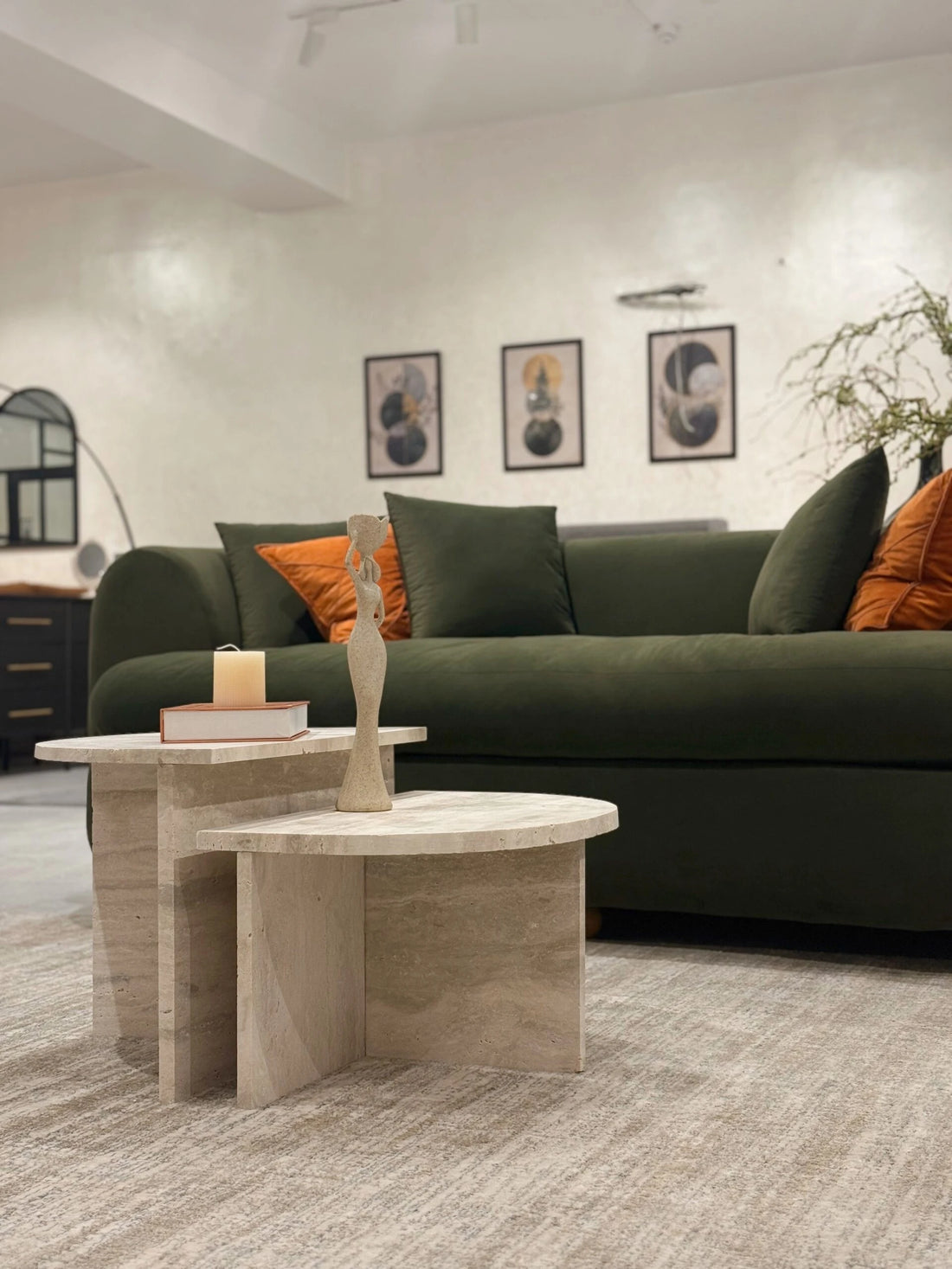 LIGNA – Contemporary Design Travertine Coffee Table Set