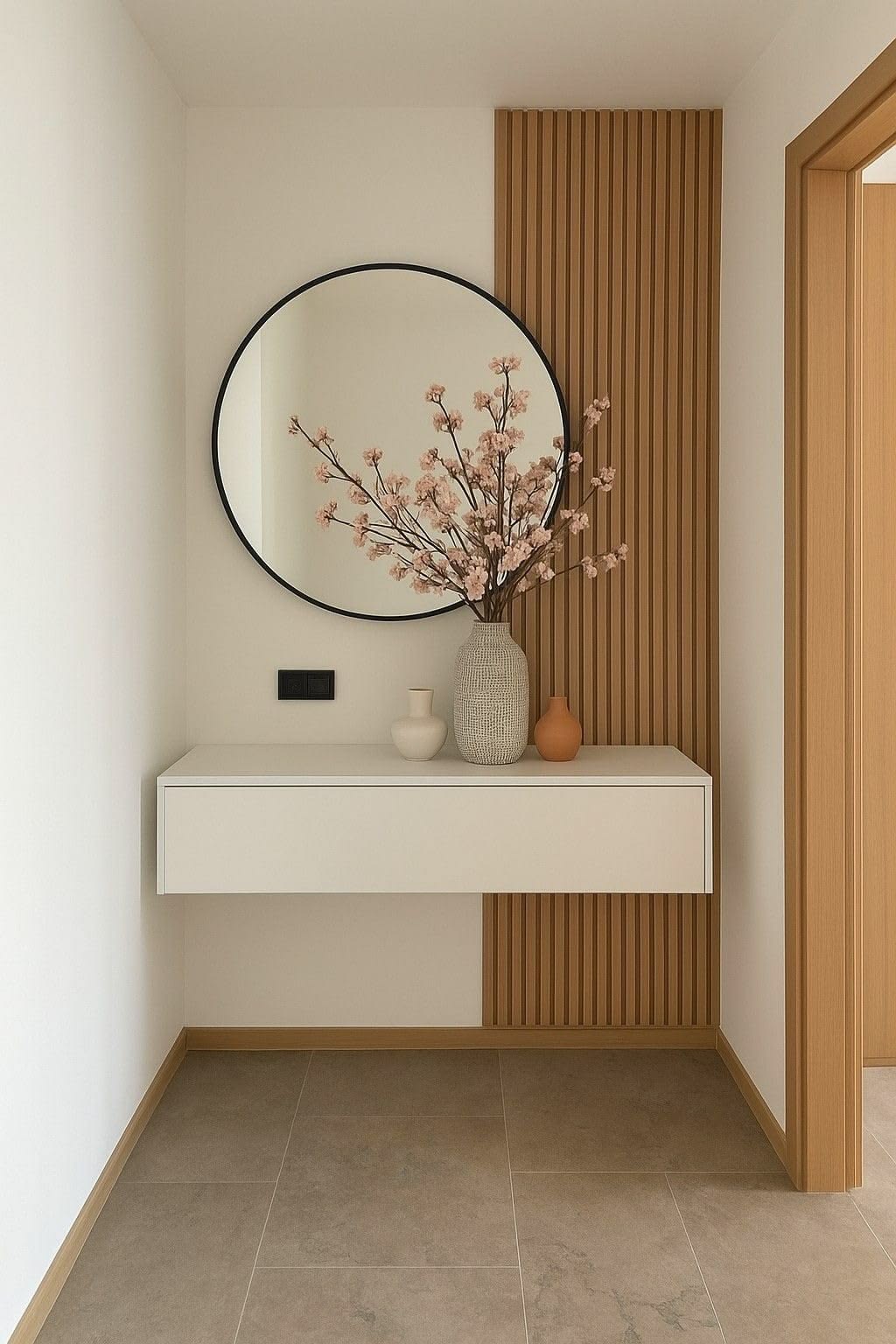 Minimalist Soft Ivory Floating Dressing Table