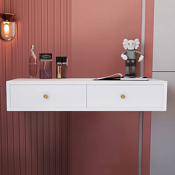 Chic Wall-Mounted Vanity Desk with Brass Eyelet Knobs