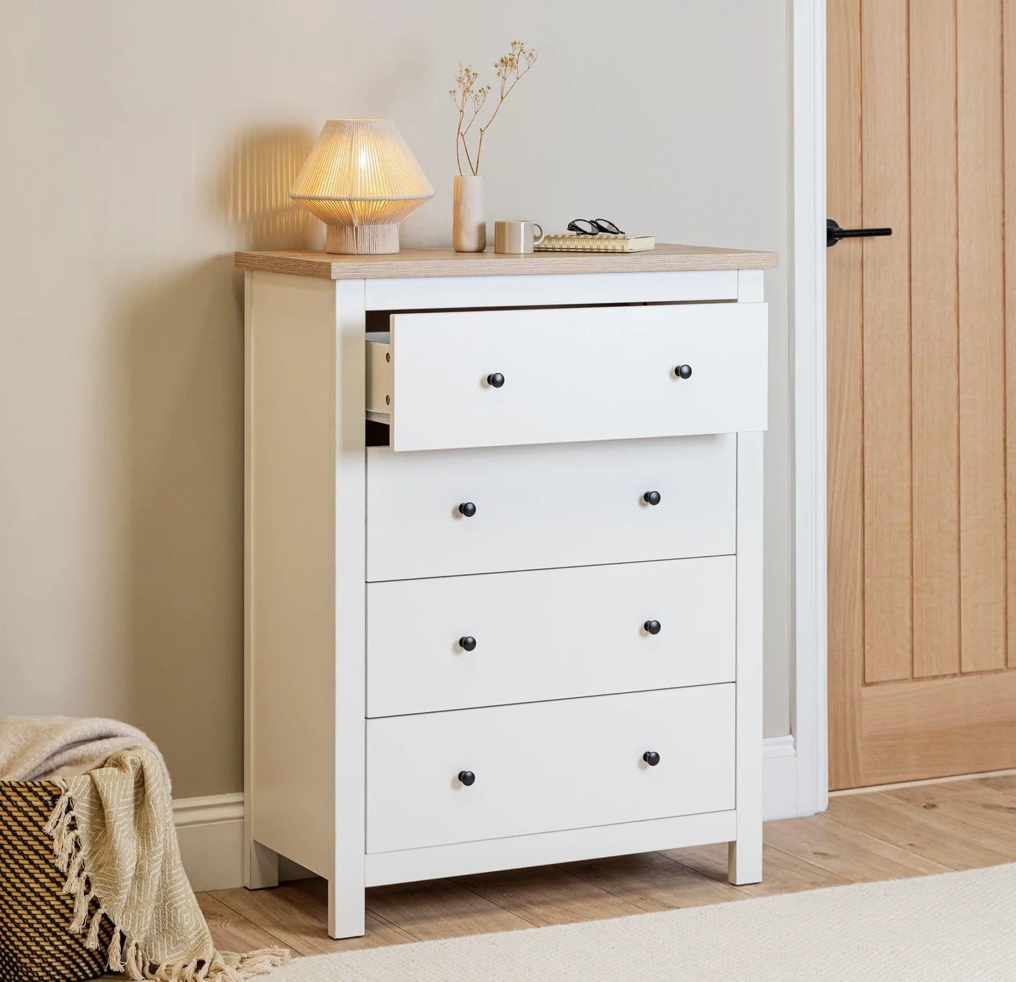 4 Drawer Tall Chest of Drawers - Alabaster White