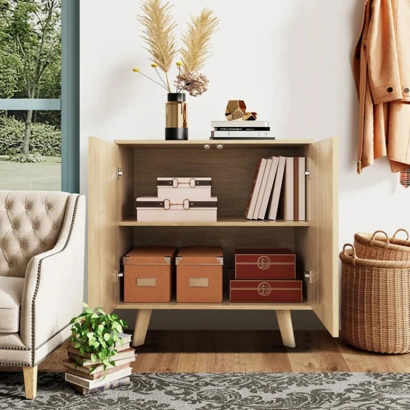 RHETORICA – Oak Brown Fluted Door Storage Cabinet