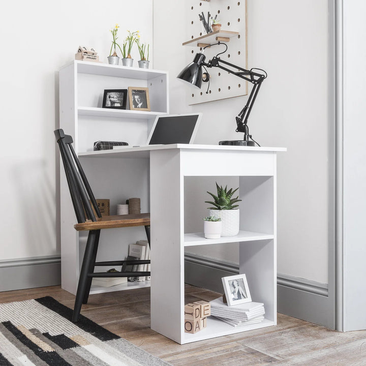 Desk with Shelves - White