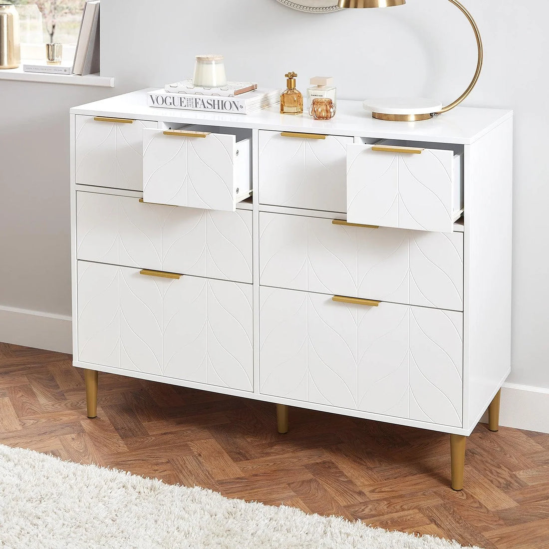 8 Drawer Chest of Drawers - White