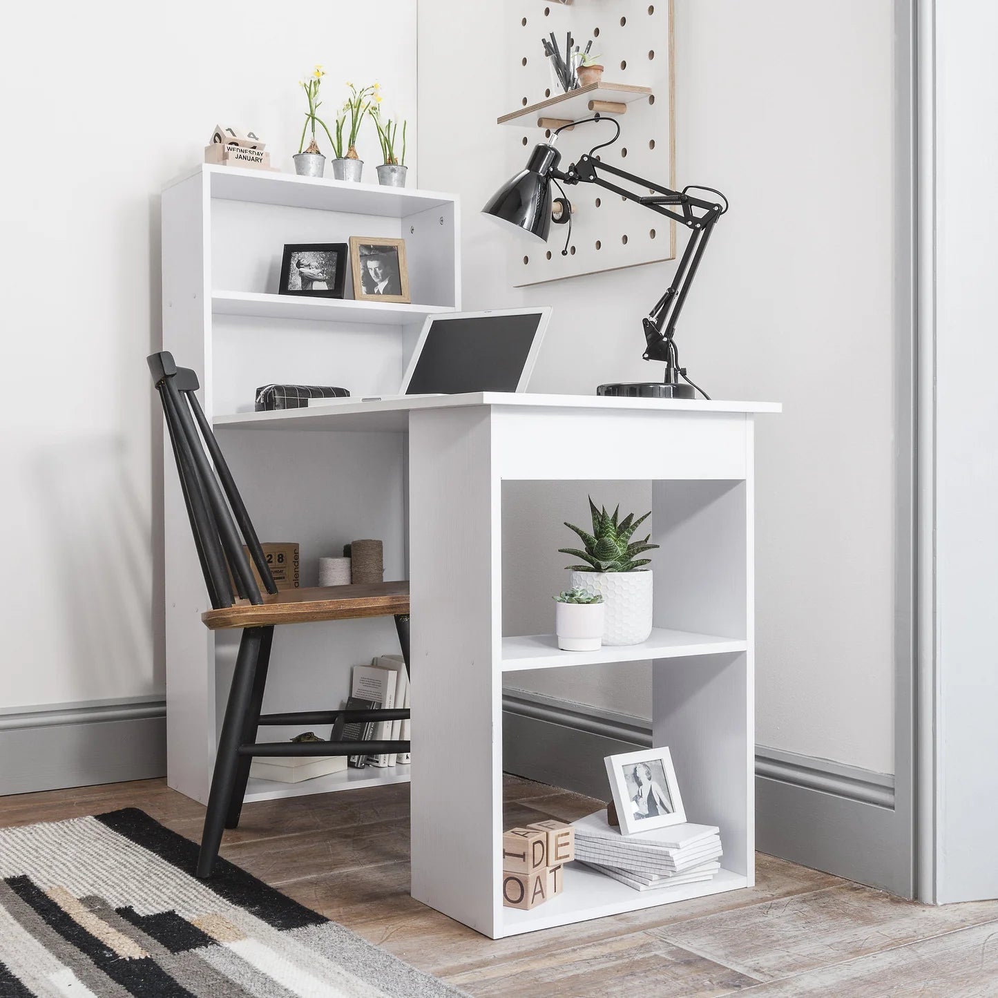 Desk with Shelves - White