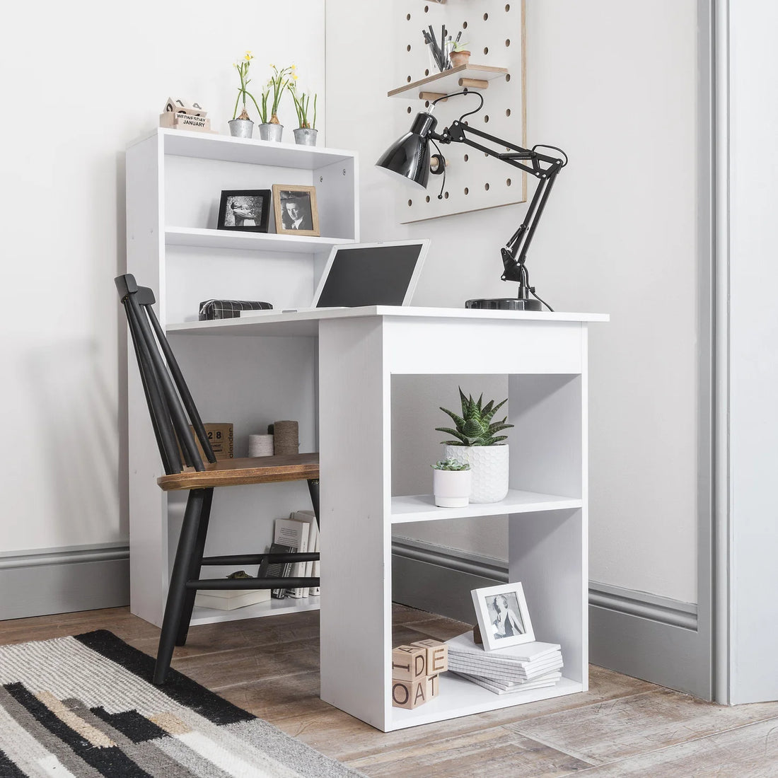 Desk with Shelves - White