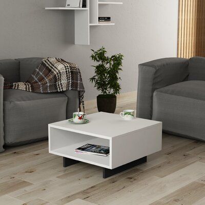 Contemporary White Dual-Layer Cocktail Table for Lounge