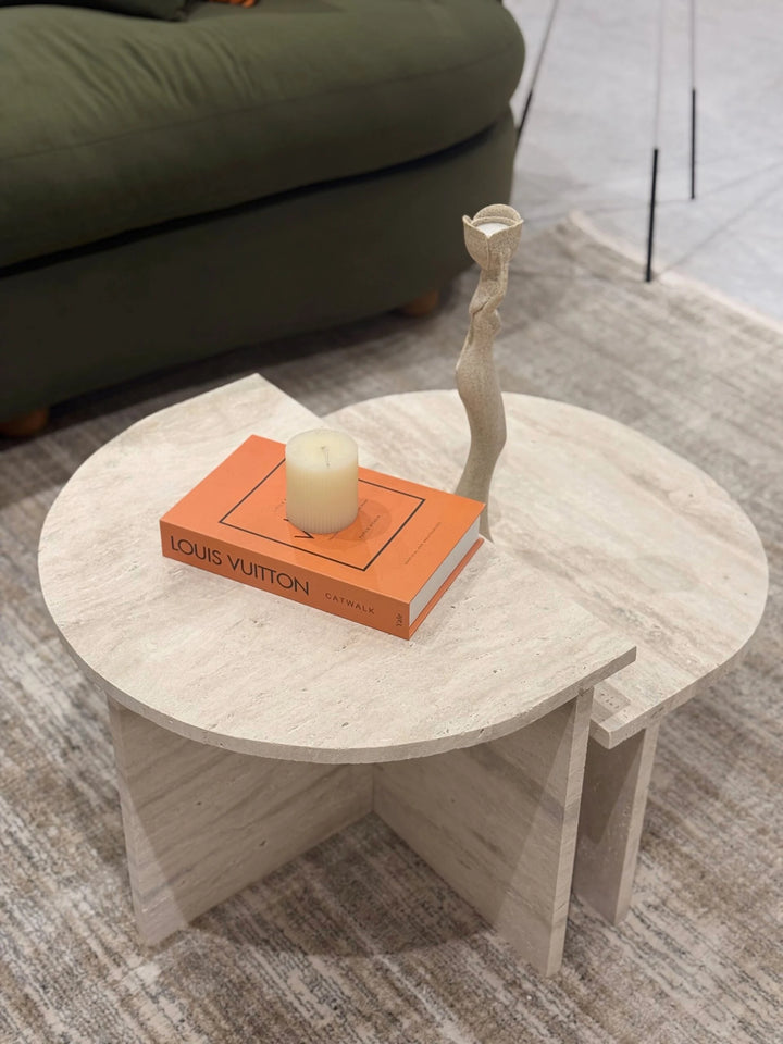 LIGNA – Contemporary Design Travertine Coffee Table Set