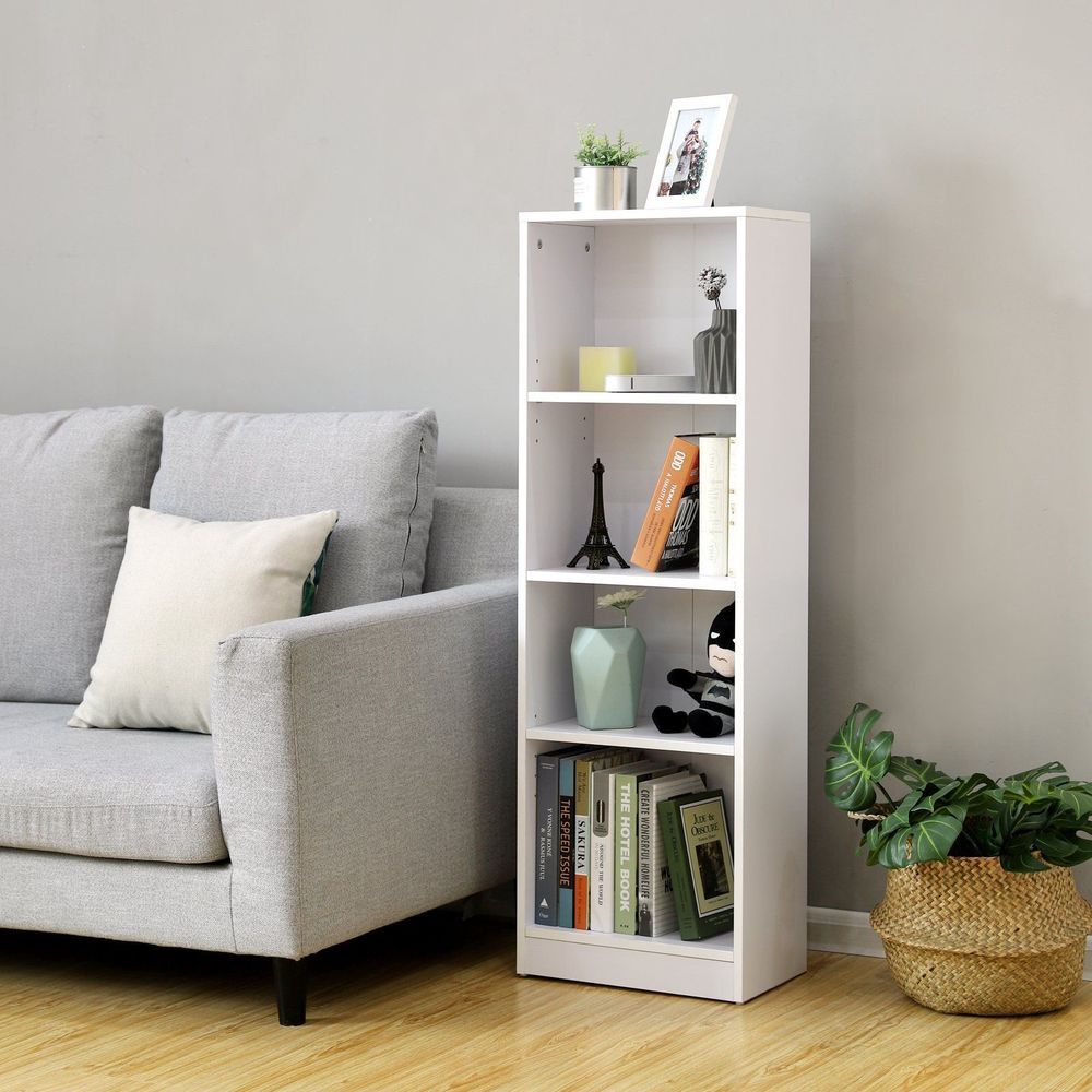 Wood Storage Bookshelf 5-Tier White