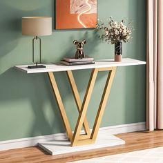 Modern Luxury Entryway Foyer Table with Sculptural Base