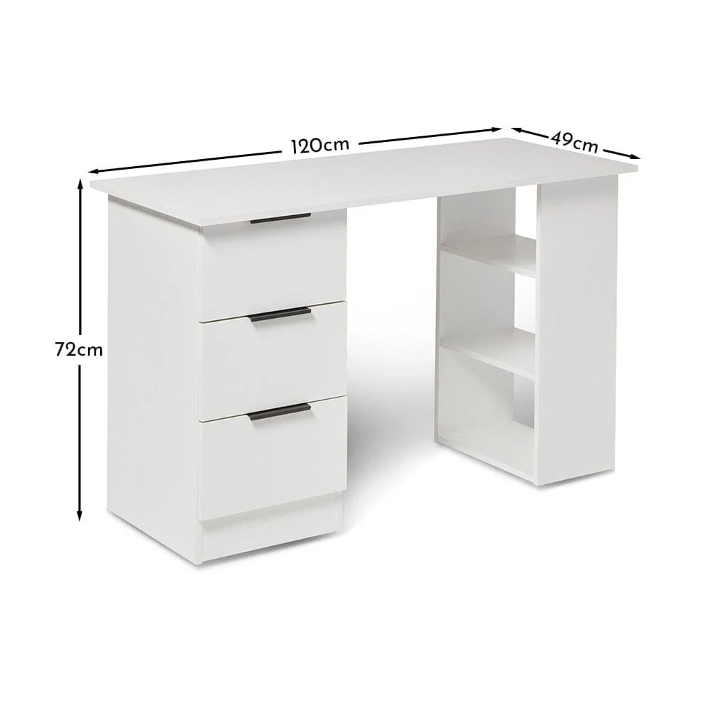 3 Drawer Desk - White