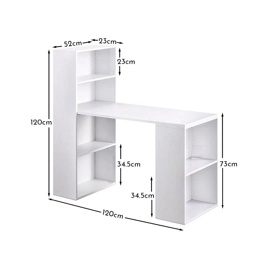 Desk with Shelves - White