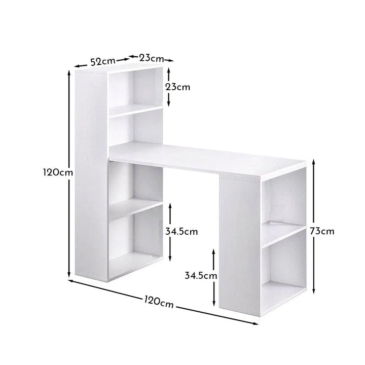 Desk with Shelves - White