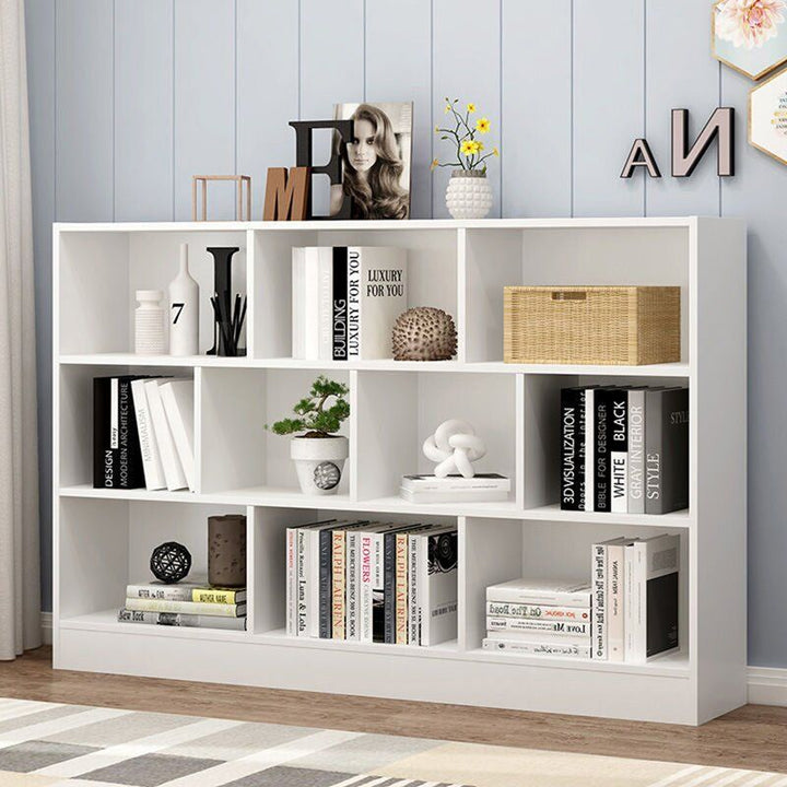 Wooden 3-Tier Open Shelf Low Bookcase
