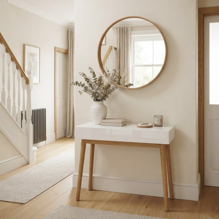 Minimalist Tapered Wooden Leg Hallway Walkway Table