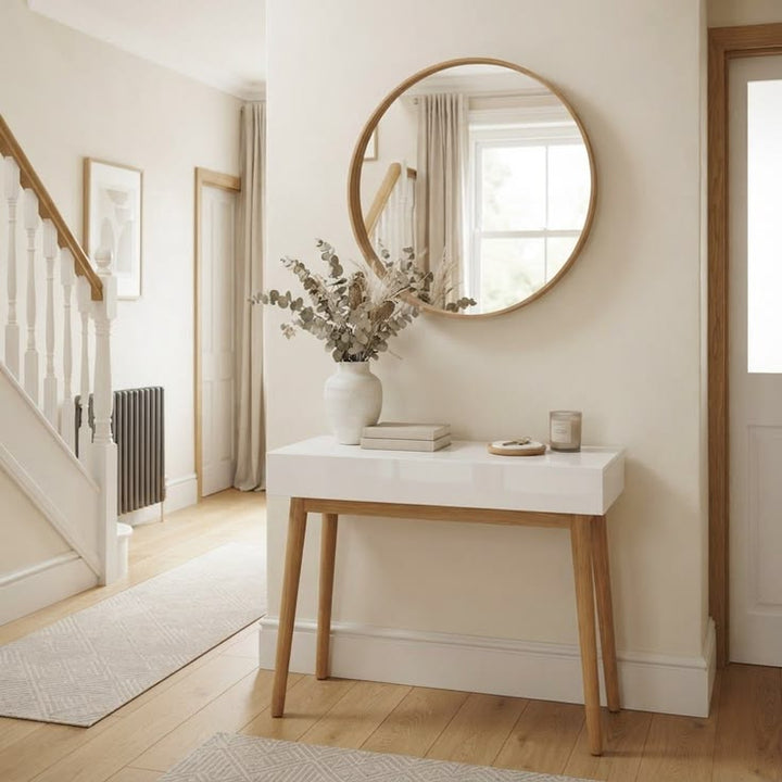 Minimalist Tapered Wooden Leg Hallway Walkway Table